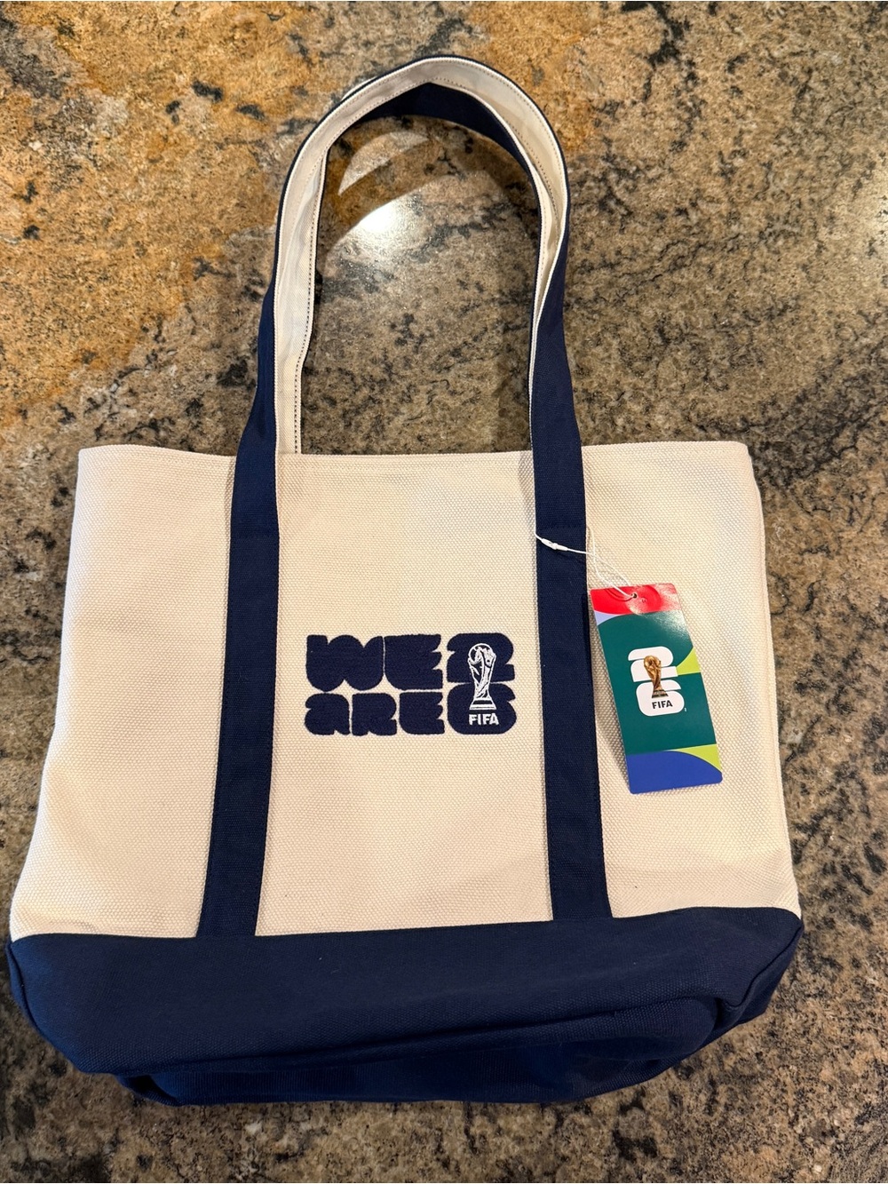 FIFA 'We Are 26’ Canvas Tote Bag in Cream & Navy
